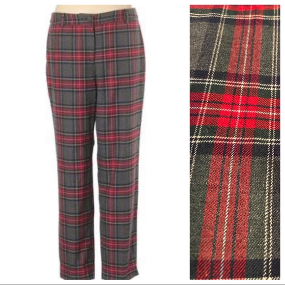 Talbots Bonfire Tartan Plaid Wool Blend Pants - Picture 1 of 6